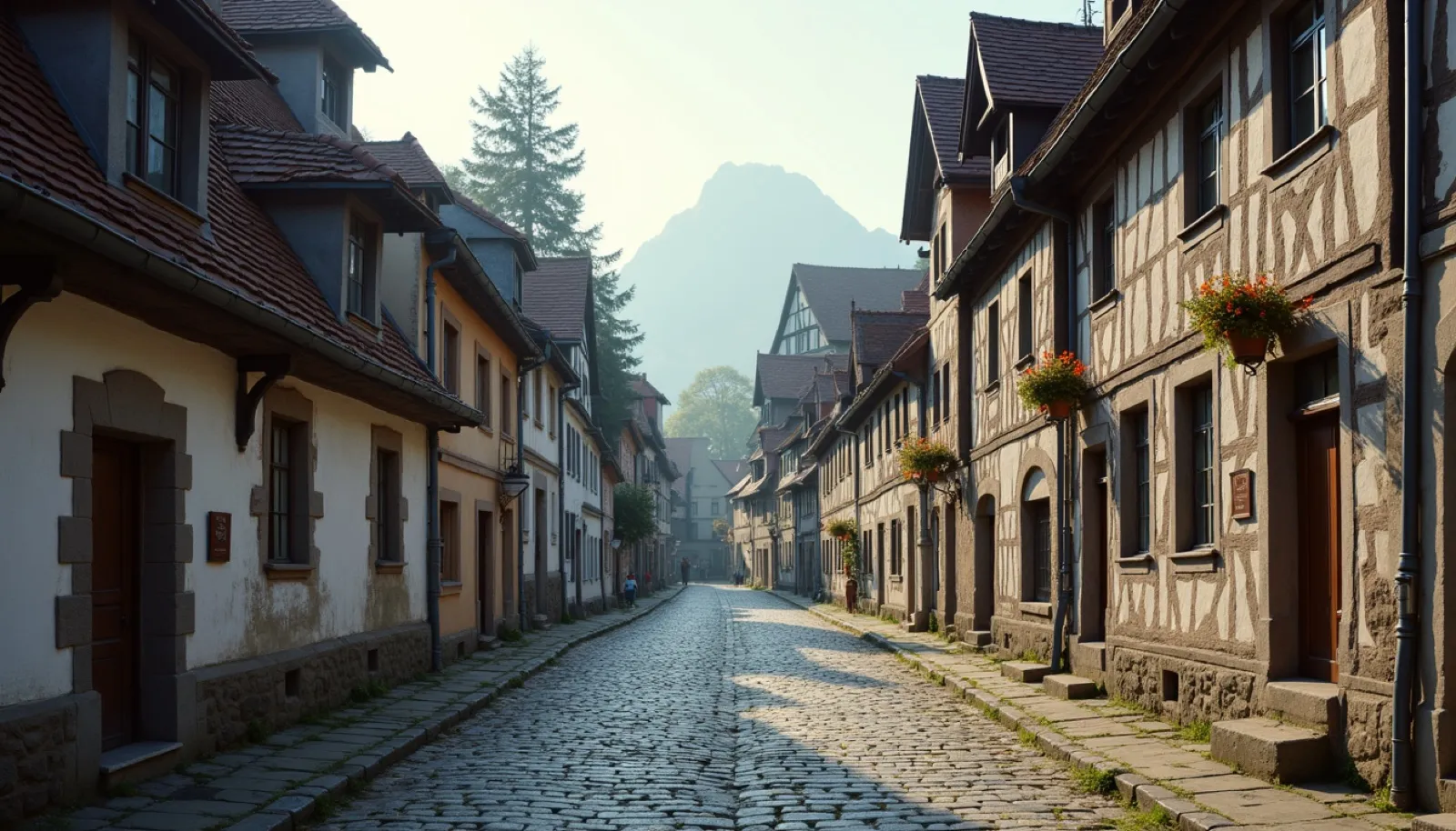 Historische Altstadt Zwickau mit Fachwerkhäusern und Kopfsteinpflaster