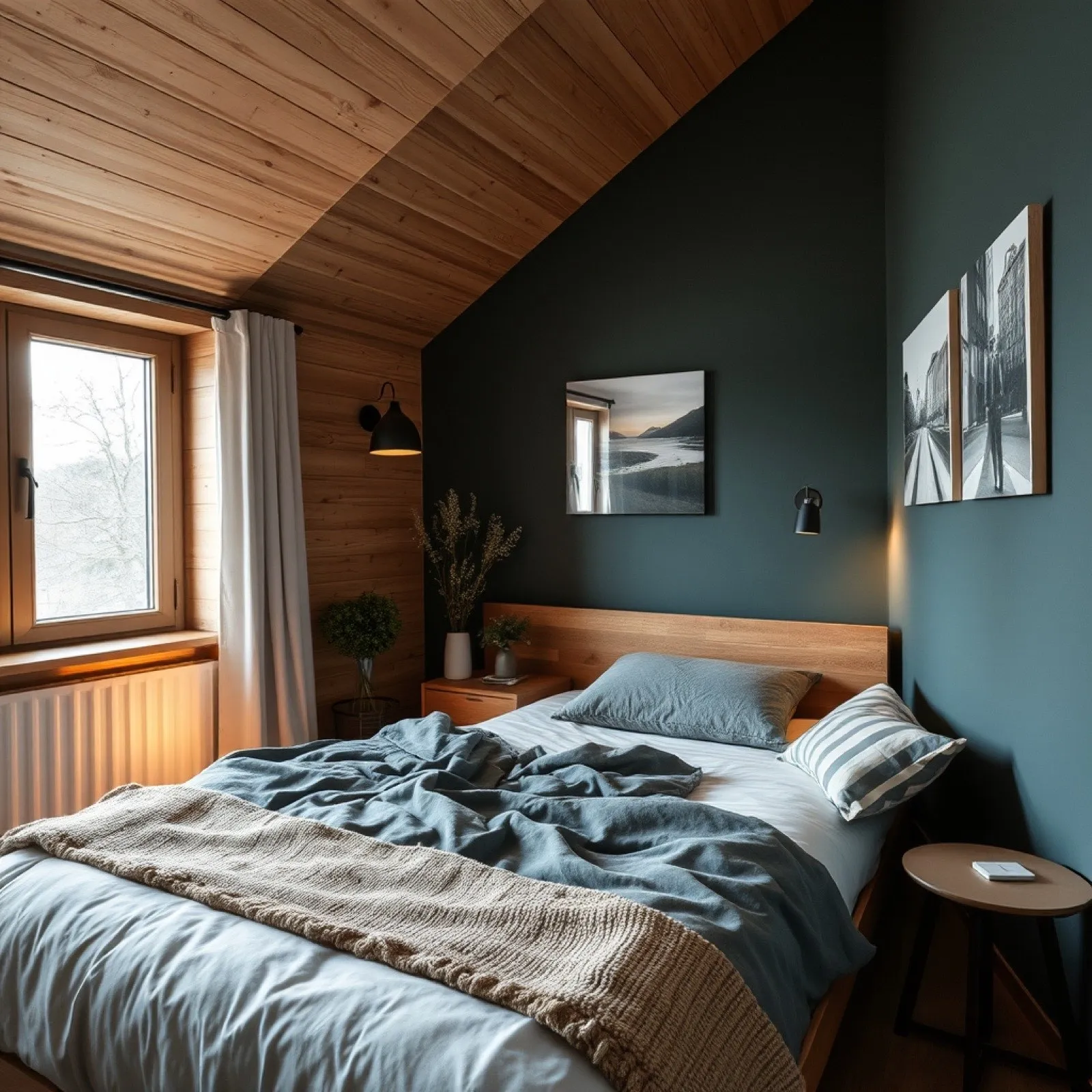 Gemütliches Schlafzimmer mit hochwertigem Bett in einer Ferienwohnung in Zwickau